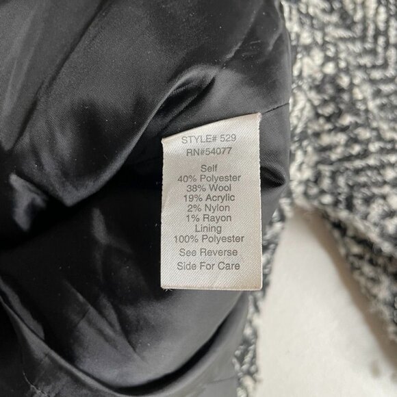 cAbi Over the Moon Tweed Jacket Womens 8 Black Gray Asymmetrical Zip Wool Blend - Picture 6 of 8